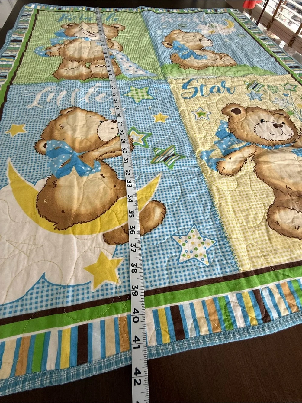 Handmade Teddy Bear Baby Quilt Blanket 34x41 Twinkle Twinkle Little Star